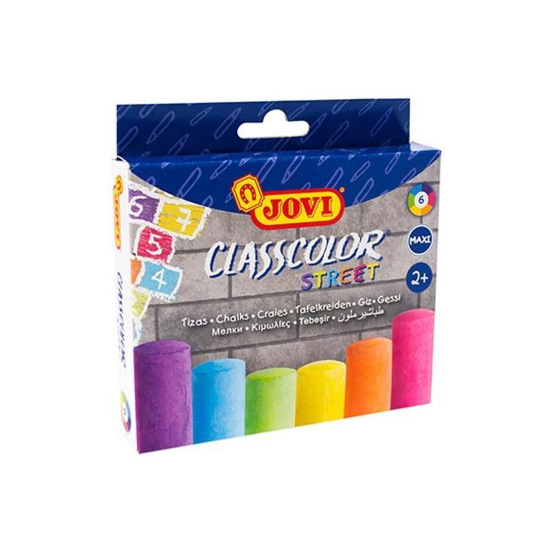 Pack De 6 Unidades Jovi Tizas Classcolor Street Maxi Colores Surtidos +2 Años Caja 6 Ud