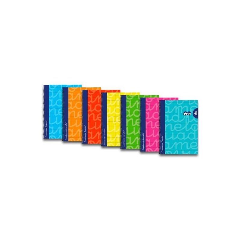 Pack De 6 Unidades Lamela Cuaderno Espiral 80h Folio 90gr Cuadrovía 4mm Cubierta Extradura Flúor C/Surtidos