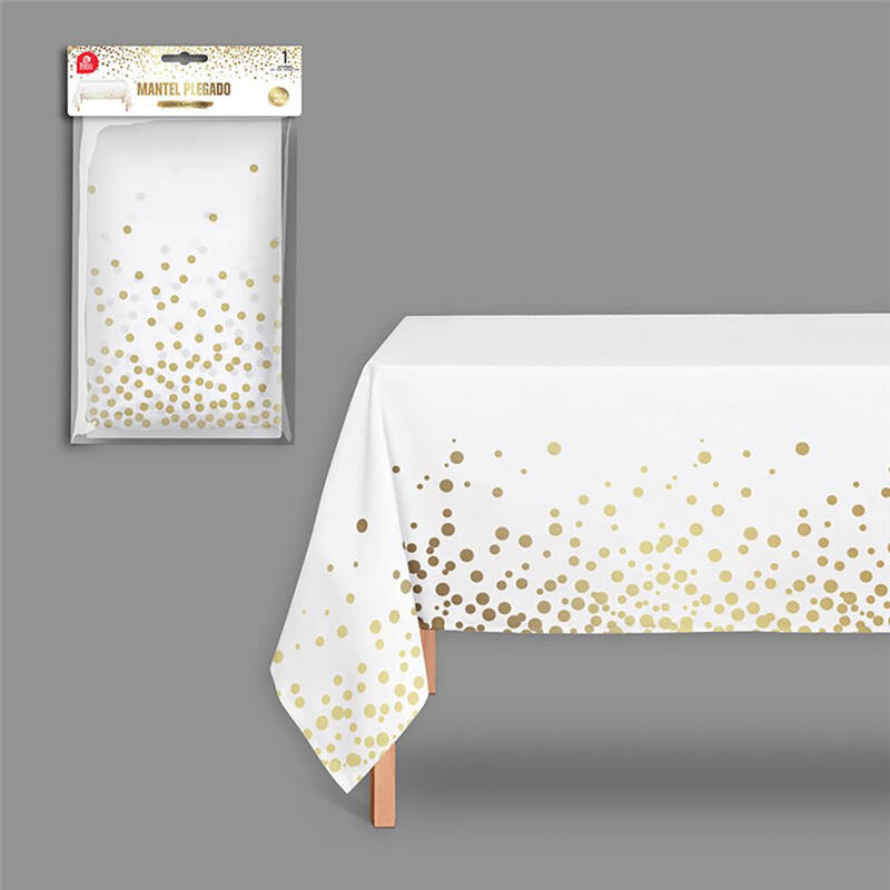 Pack De 6 Unidades - Mantel Blanco / Dorado. Medida 1,80 X 1,20 Cm