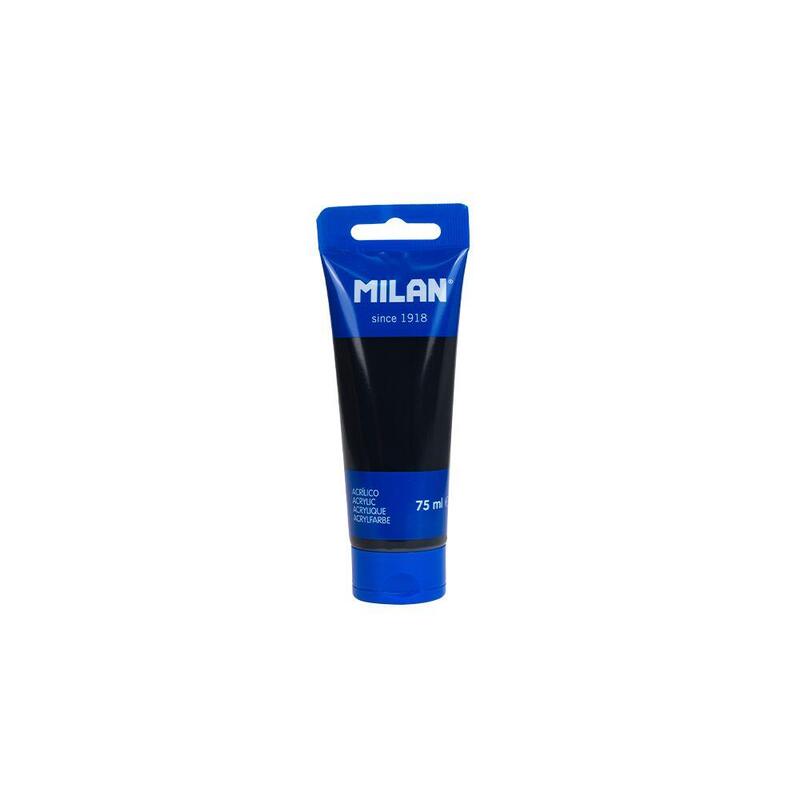 Pack De 6 Unidades Milan Tubo De Pintura Acrilica 75ml - Pigmentos De Alta Calidad - Mezclable - Color Negro