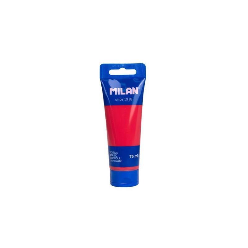 Pack De 6 Unidades Milan Tubo De Pintura Acrilica 75ml - Pigmentos De Alta Calidad - Mezclable - Color Rojo Coral