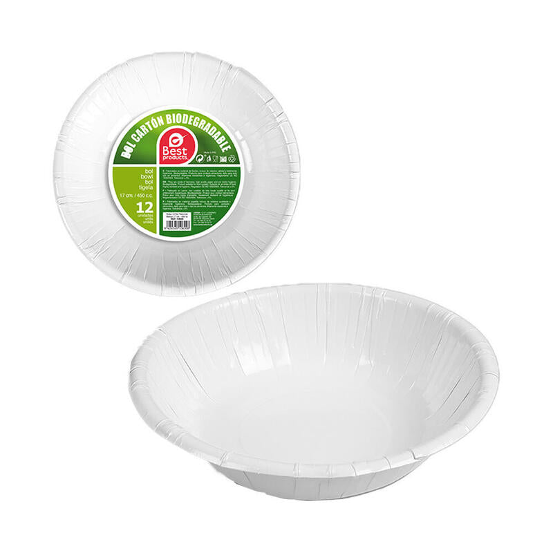 Pack De 6 Unidades - Pack Con 12 Unid. Bol Blancos Cartón Ø17cm Best Products Green