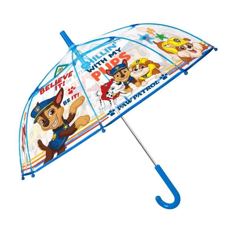 Pack De 6 Unidades - Paraguas Manual Transparente Patrulla Canina Paw Patrol 45cm
