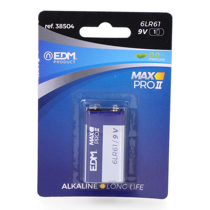 Pack De 6 Unidades - Pila Edm Alkalina Long Life 6lr61 - 9v (Blister 1 Unid.) 26,5x17,5x48,5mm