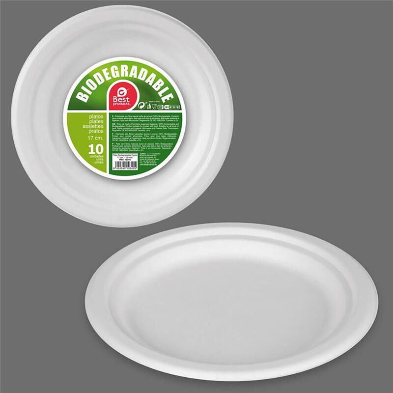 Pack De 6 Unidades - Plato Postre Biodegradable Ø17 Cm, 10 Unidades