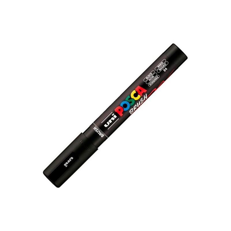 Pack De 6 Unidades Posca Marcador Pc-5br Brush Punta M Semiflexible Negro
