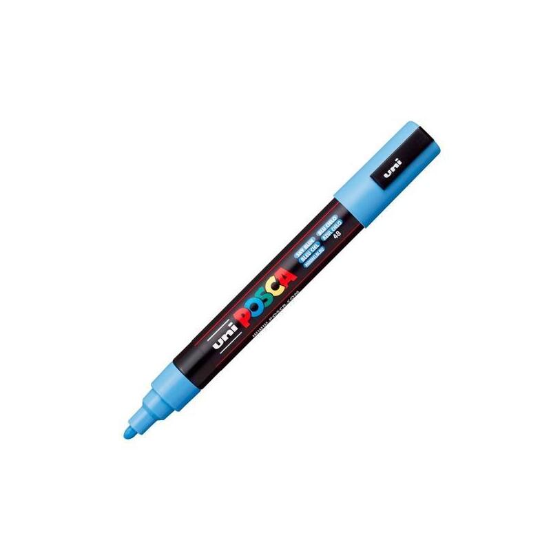 Pack De 6 Unidades Posca Marcador Pc-5m No Permanente Punta Forma De Bala 1,8 - 2,5 Mm Azul Cielo