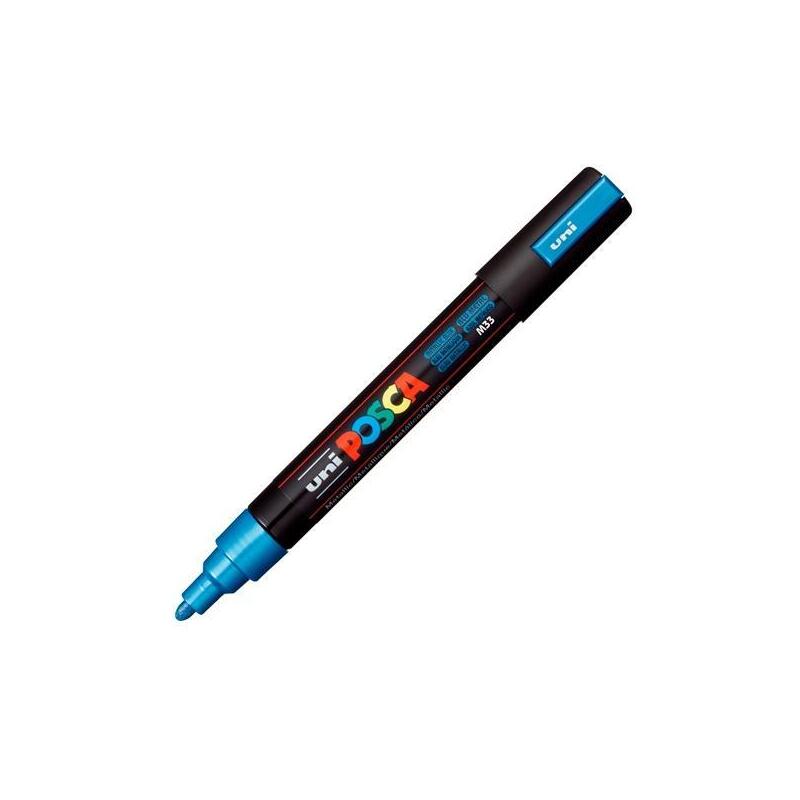 Pack De 6 Unidades Posca Marcador Pc-5m No Permanente Punta Forma De Bala 1,8 - 2,5 Mm Azul Metálico
