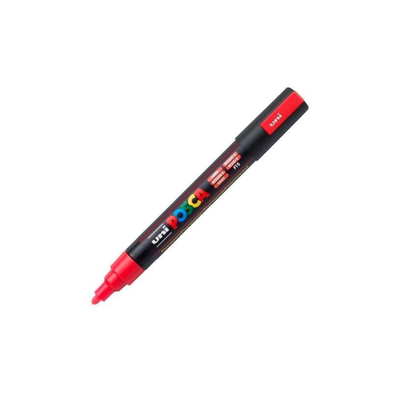 Pack De 6 Unidades Posca Marcador Pc-5m No Permanente Punta Forma De Bala 1,8 - 2,5 Mm Fluor Rojo