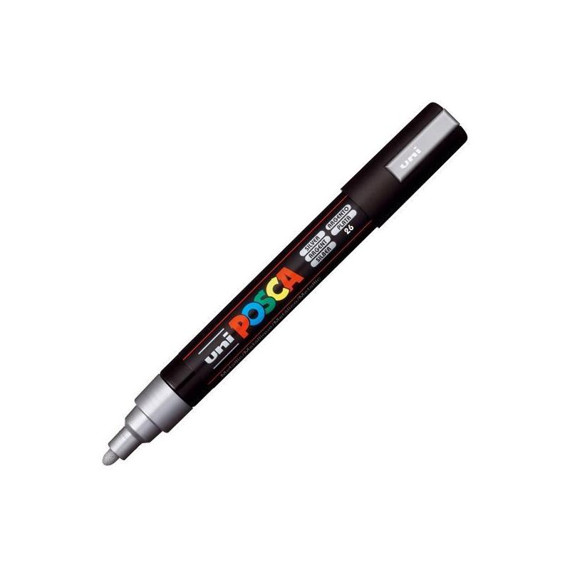 Pack De 6 Unidades Posca Marcador Pc-5m No Permanente Punta Forma De Bala 1,8 - 2,5 Mm Plata