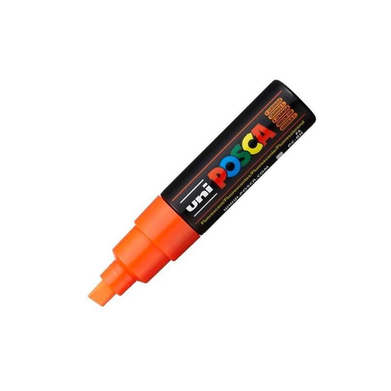 Pack De 6 Unidades Posca Marcador Pc-8k No Permanente Punta Biselada 8.0mm Naranja Fluor