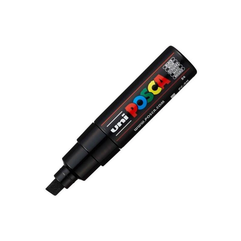 Pack De 6 Unidades Posca Marcador Pc-8k No Permanente Punta Biselada 8.0mm Negro