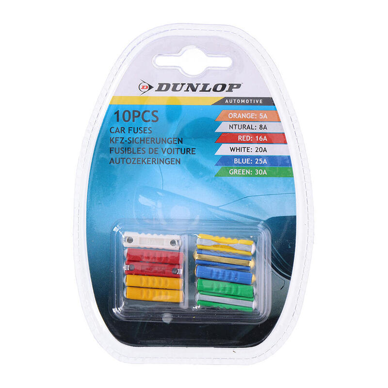 Pack De 6 Unidades - Set De 10 Fusibles Variados Para Coche Dunlop