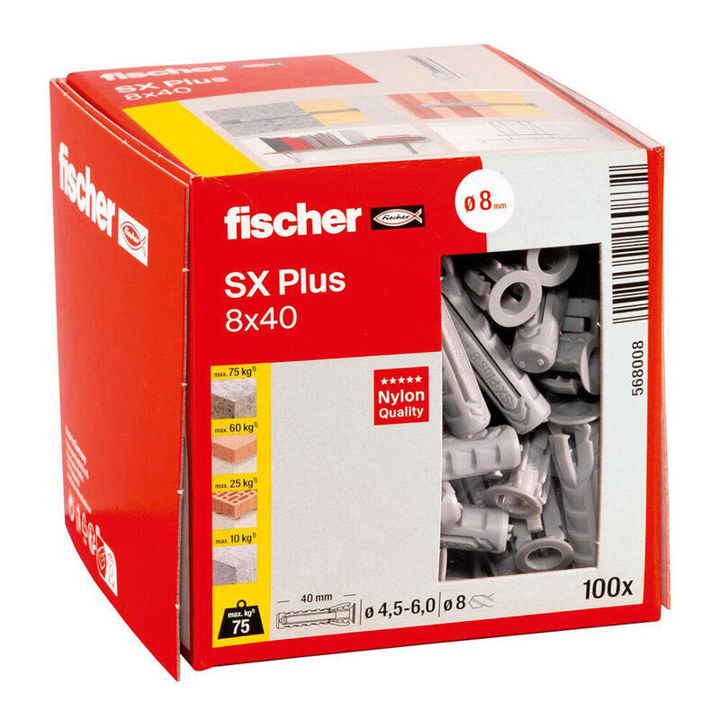 Pack De 6 Unidades - Taco Sx Plus Ø8 X 40 Mm, Caja 100 Uds