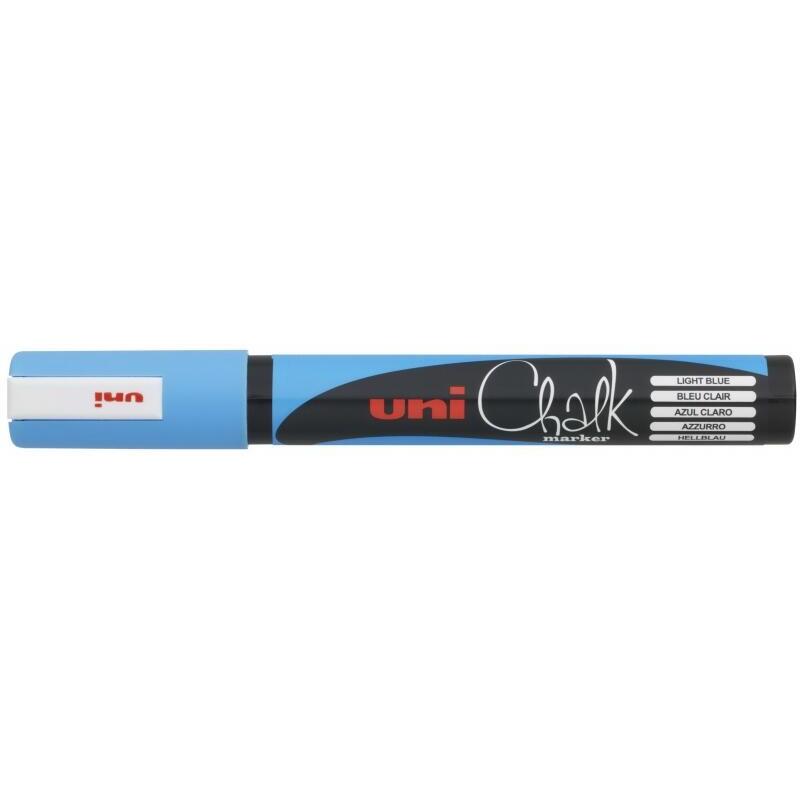 Pack De 6 Unidades Uni-Ball Pwe-5m Marcador De Tiza Liquida - Punta Conica 1.8-2.5mm - Borrado En Humedo - Resistente A