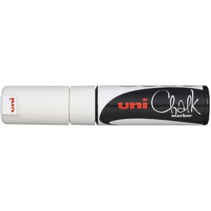 Pack De 6 Unidades Uni-Ball Pwe-8k Marcador De Tiza Liquida - Punta Biselada 8mm - Borrado En Humedo - Resistente A La