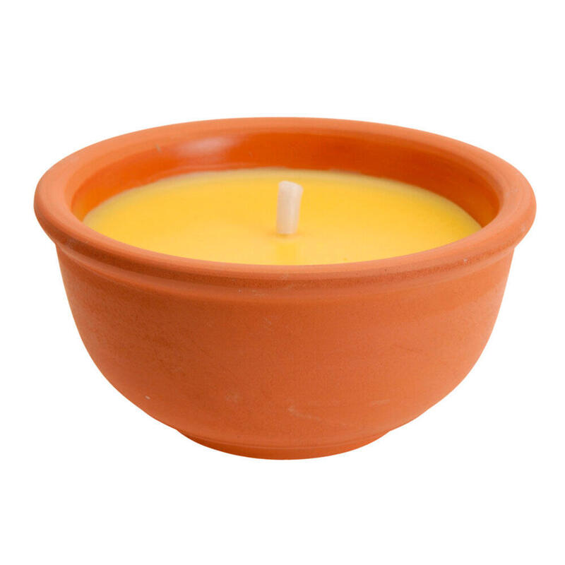 Pack De 6 Unidades - Vela Citronela Antimosquitos Con Recipiente De Barro Medidas: Ø13x6,5cm Euro/Uni