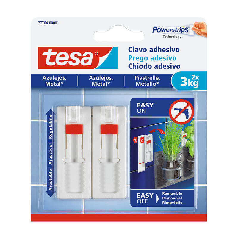 Pack De 8 Unidades - Clavo Adhesivo Hasta 3kg Azulejos 77764 Tesa