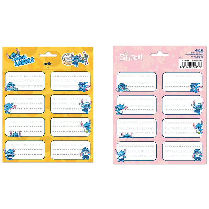 Pack De 8 Unidades - Etiquetas Adhesivas Stitch Disney Surtido