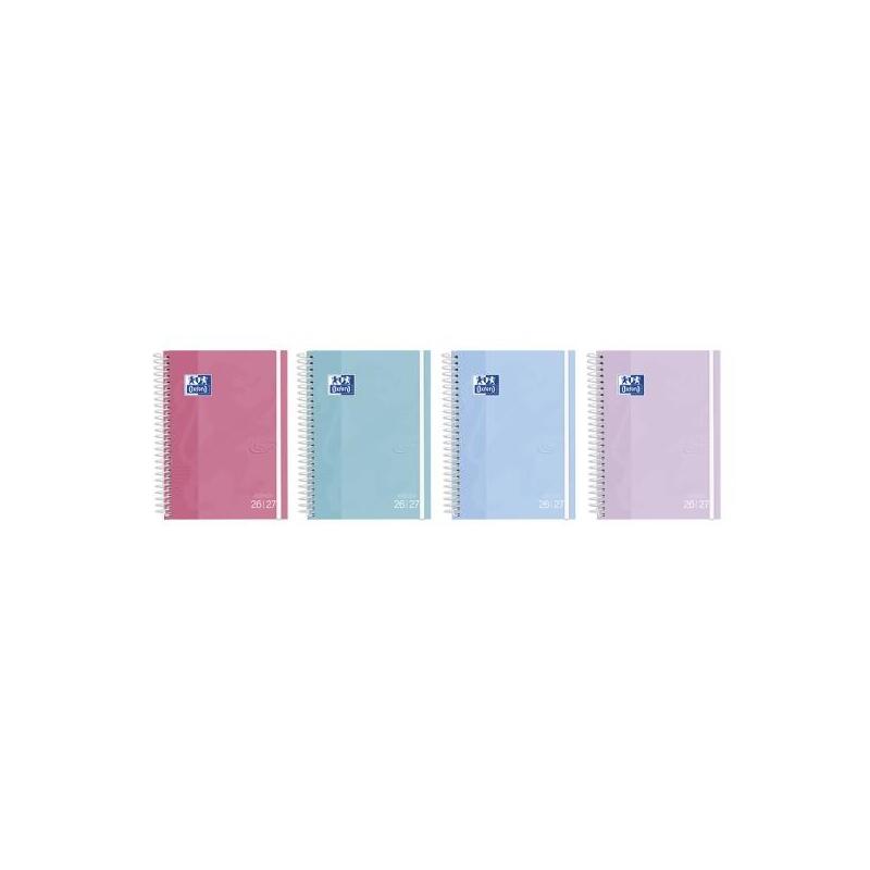 Pack De 8 Unidades Oxford Touch Agenda Escolar Con Espiral - Castellano - Tapa Extradura - Formato Octavo - Semana
