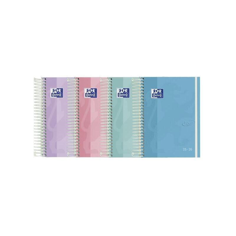 Pack De 8 Unidades Oxford Touch Pastel Agenda Escolar 25/26 Espiral Semana Vista - Tamaño 4º - Tapa Extradura