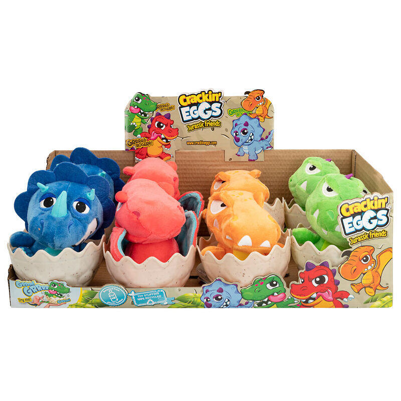 Pack De 8 Unidades - Peluche Mini Roaring Dino Jurassic Friends Cracking Eggs Surtido 12,5cm