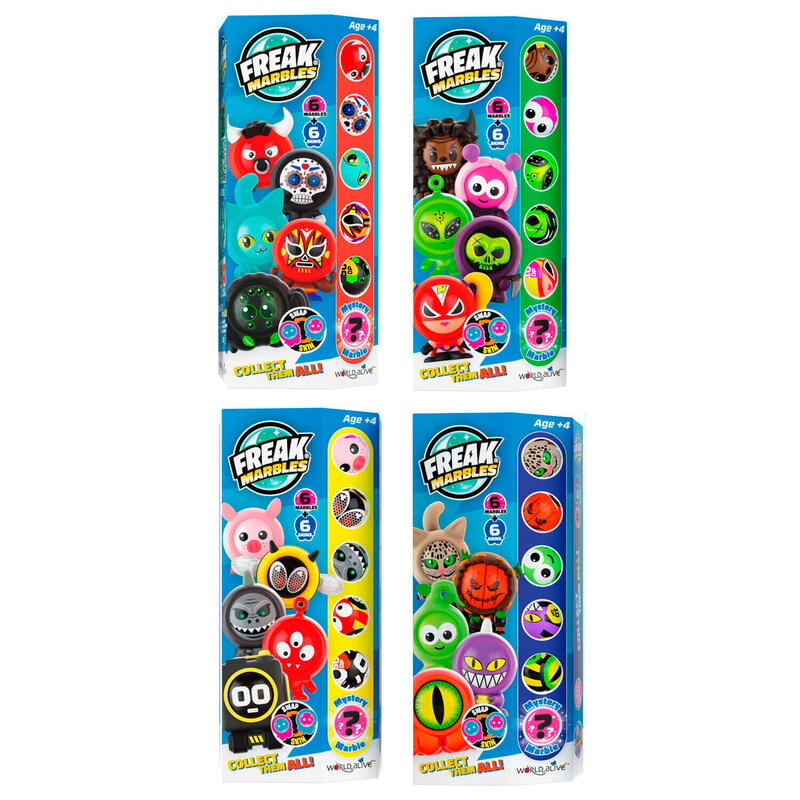 Pack De 8 Unidades - Set 6 Canicas + Skin - Freak Marbles Surtido