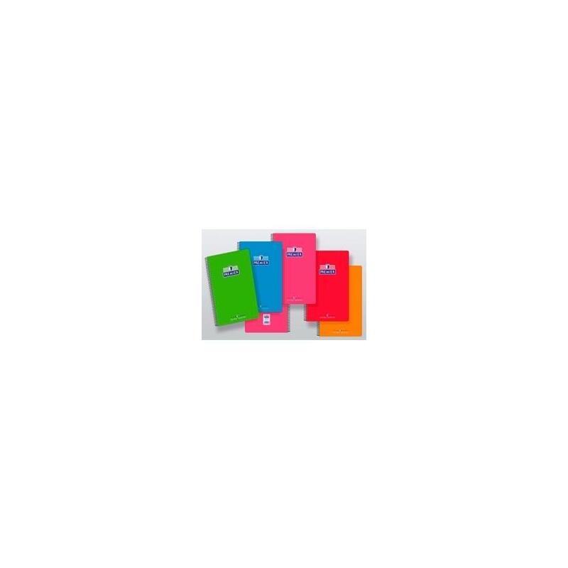 Pack De 8 Unidades Zorrilla Cuaderno Espiral Premier 80h Folio 90gr Horizontal T/ Cartón Contracolado Extraduro Colores Surtidos