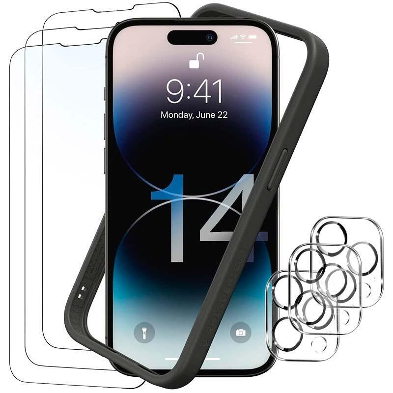 Pack De Accesorios Iphone 13 Pro Con 3 Protectores De Pantalla + 3 Protectores De Cámara + Funda Bumper