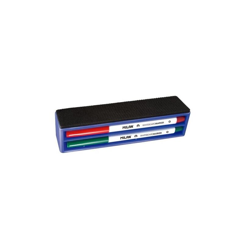 Pack Milan 165894 Borrador De Pizarra Magnético + 4 Rotuladores Para Pizarra 3.7mm Colores Surtidos