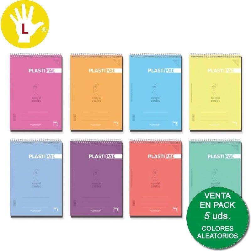 Pacsa Block Plastipac Especial Zurdos 80 Hojas 4x4 Tapas Polipropileno Folio 90gr Colores Surtido -5u-