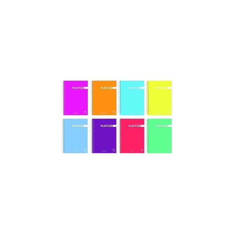 Pacsa Cuaderno Microperforado Plastipac 100 Hojas 5x5+Greca Tapas Polipropileno A4 90gr Colores Surtido -4u-