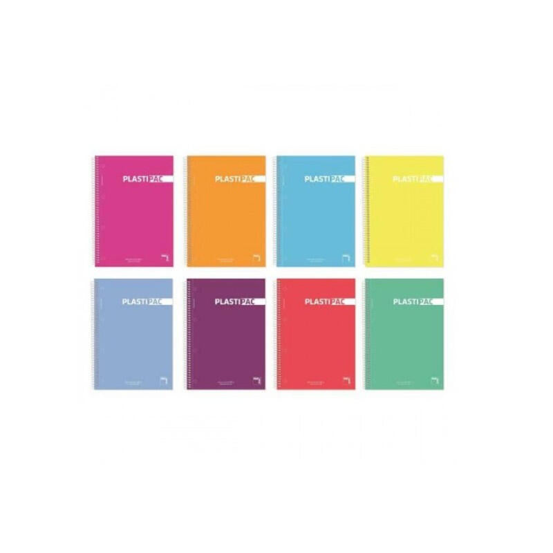 Pacsa Cuaderno Plastipac 100h A5 90gr 5x5+Greca Microperforado Tapas Pp Pack 4 Ud Colores Surtidos
