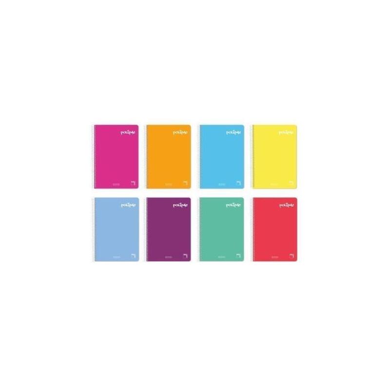 Pacsa Cuaderno Polipac 80h Folio 70gr Pauta 2,5cm Tapas Pp Pack 5 Ud Colores Surtidos