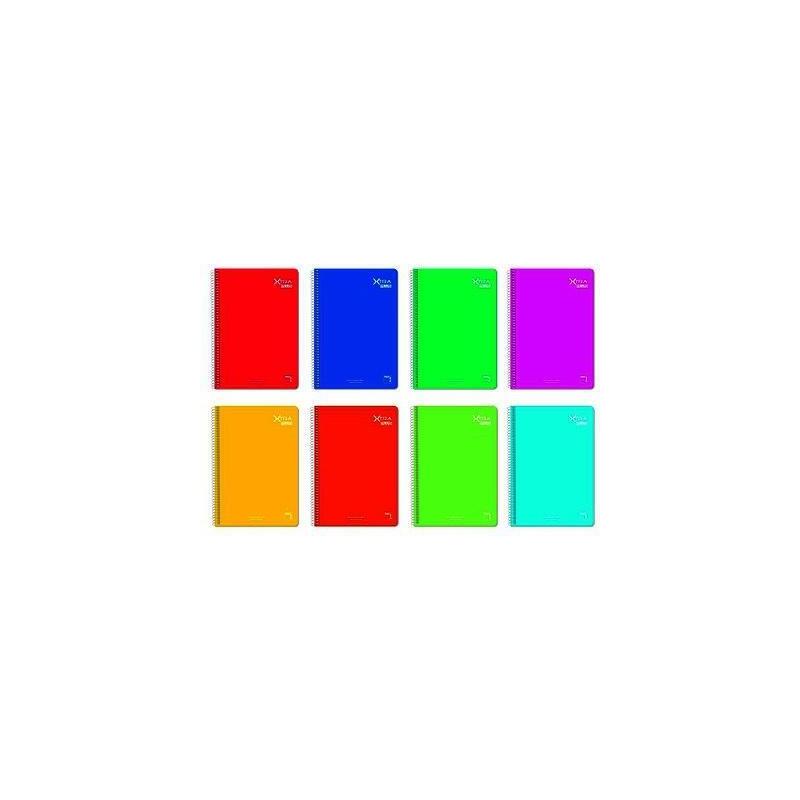 Pacsa Cuaderno Xtra Plus 80 Hojas 4x4 Tapa Dura Folio 90gr Colores Surtido -5u-
