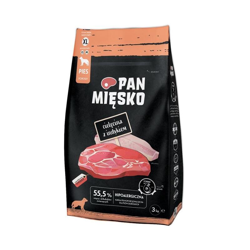 Pan Miesko Cielecina Z Indykiem Sucha Karma Para Perro Chrupki Xl 3kg