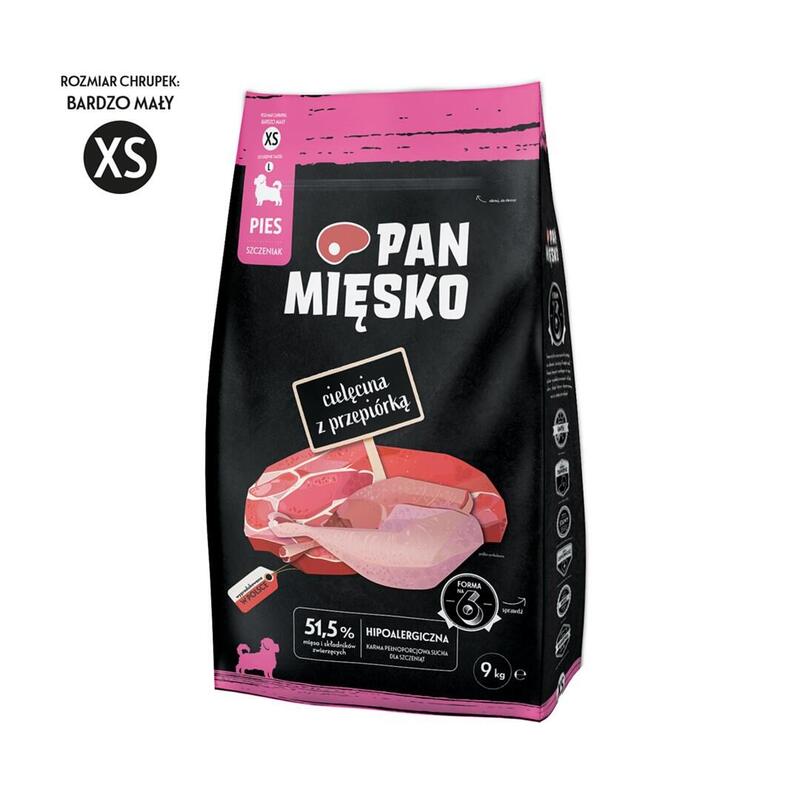 Pan Miesko Veal With Quail Xs - Dry Food For Puppies - 9kg
