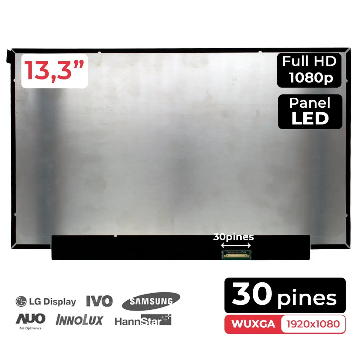Pantalla Led De 13,3" Para Portátil Hp Nv133Fhm-N4F