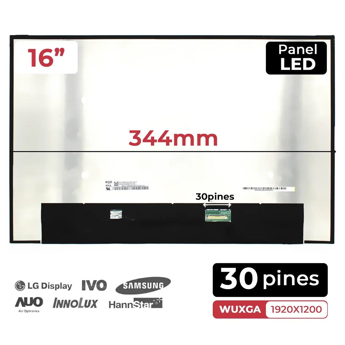 Pantalla Led De 16" Para Portátil Lenovo Dell Inspiron 16 5620 Fhd 30 Pines