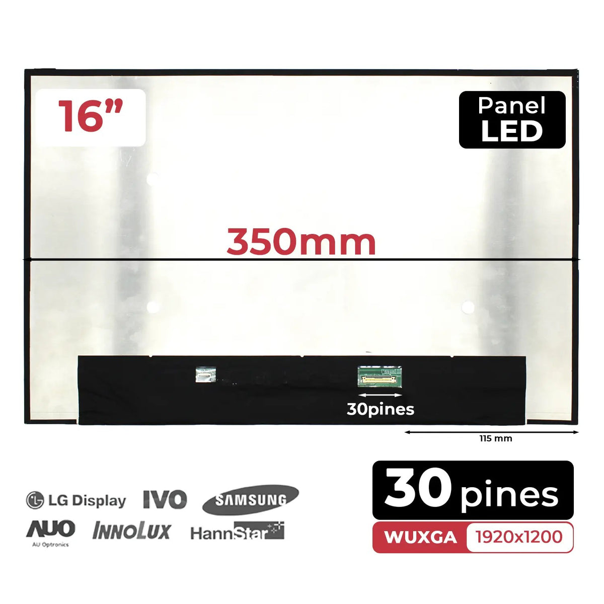 Pantalla Led De 16" Para Portátil Lenovo Ideapad 5 Fhd 30 Pines 5Cb1L57748