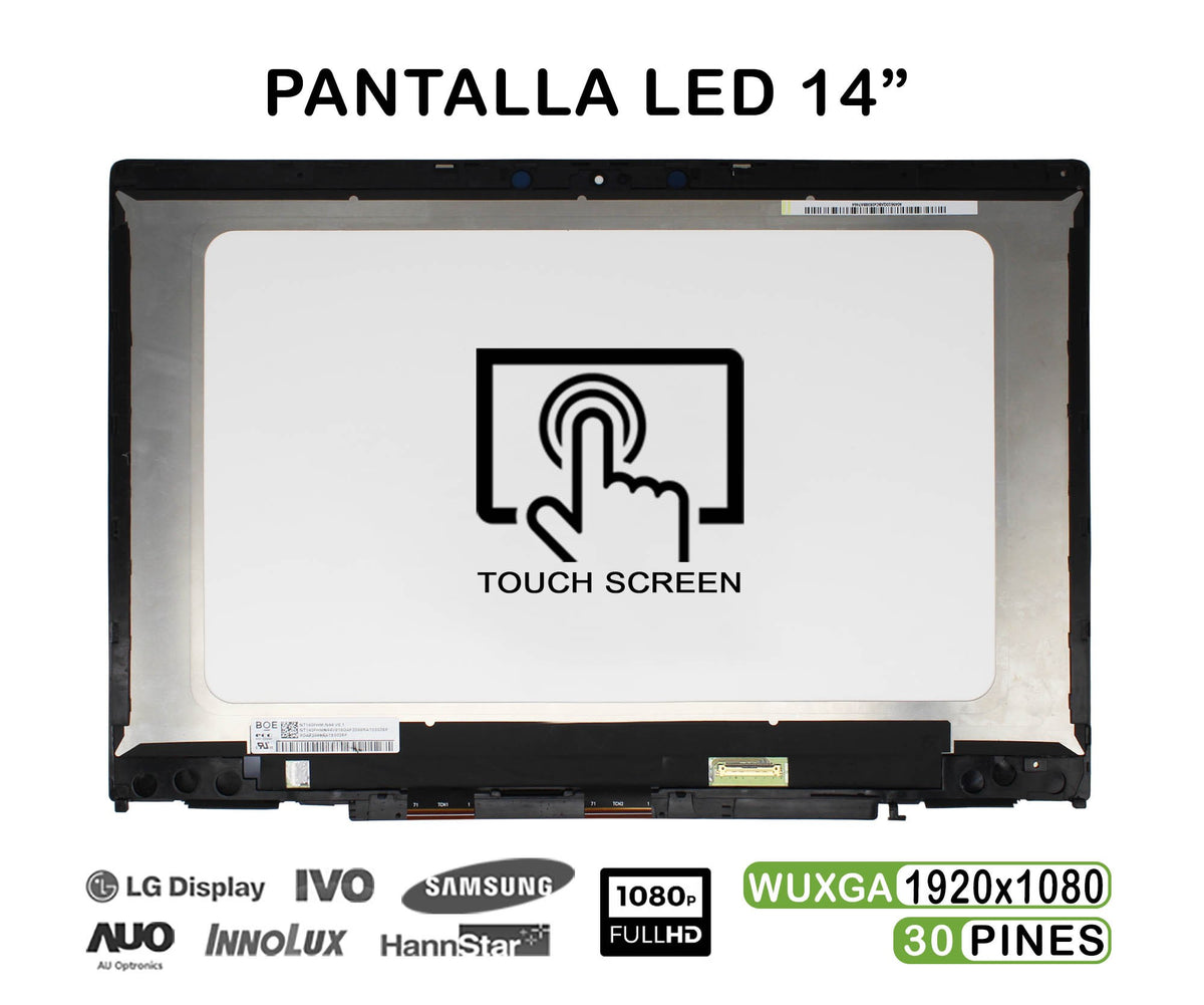 Pantalla Led De 14" Táctil Con Marco Para Portátil Hp Pavilion X360 14M-Cd