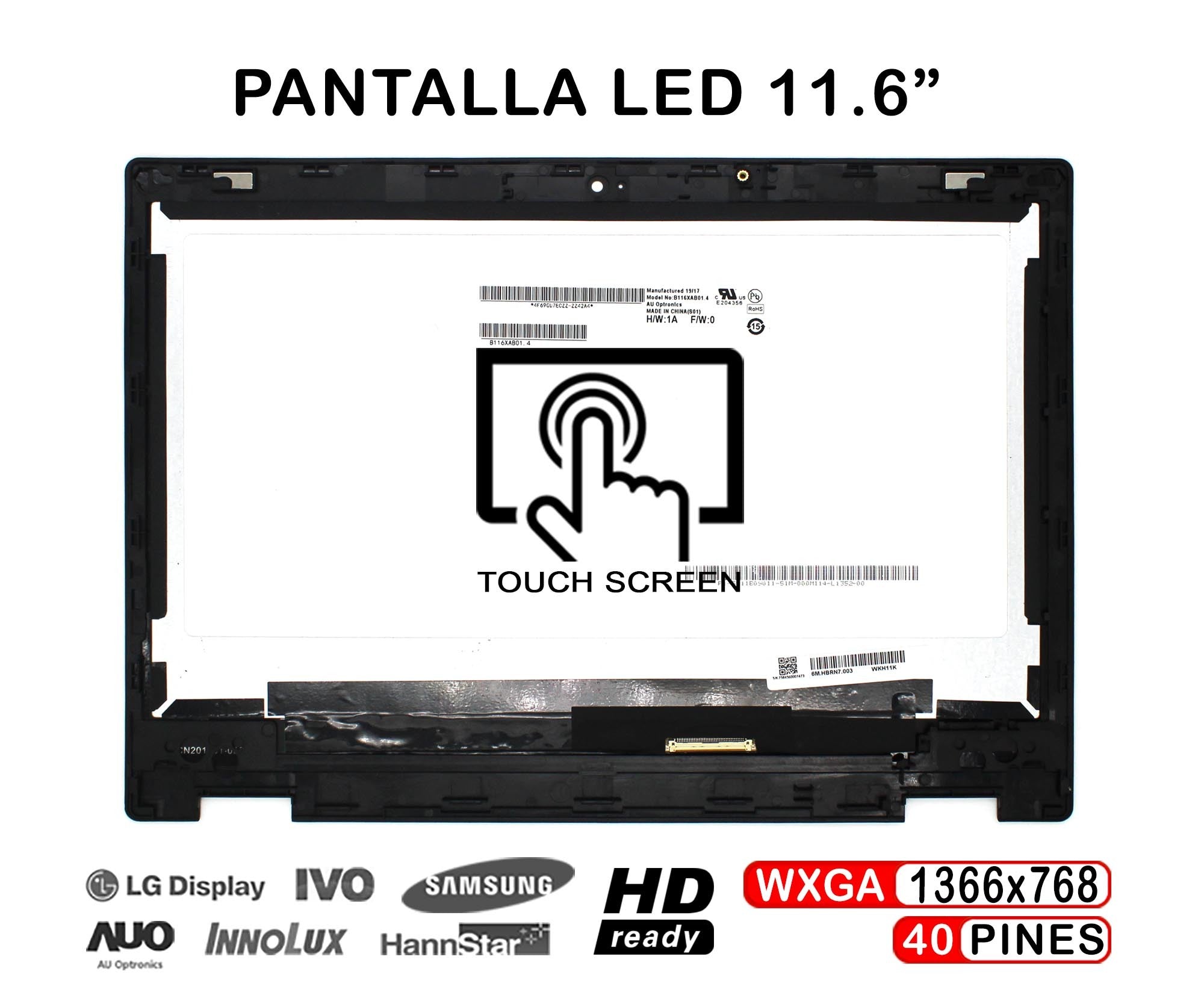 Pantalla Táctil Led De 11.6" Para Portátil Acer Chromebook Cp311 Cp311-3H Con Marco
