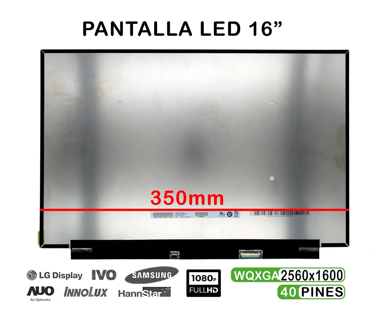 Pantalla Led De 16" Para Portátil B160Qan02.K 40 Pines