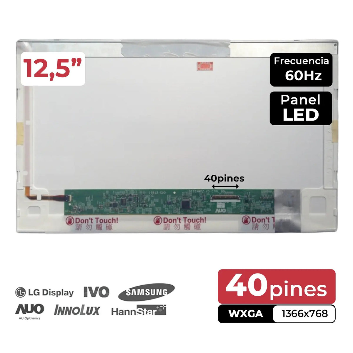 Pantalla Led De 12.5" Para Portátil B125Xw02