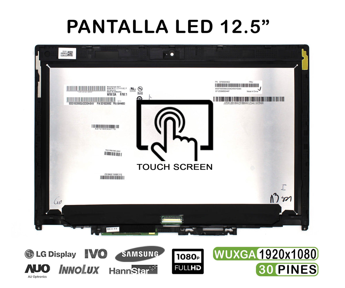 Pantalla Táctil Led De 12.5" Para Portátil Lenovo Thinkpad Yoga 260 Fhd 30 Pines
