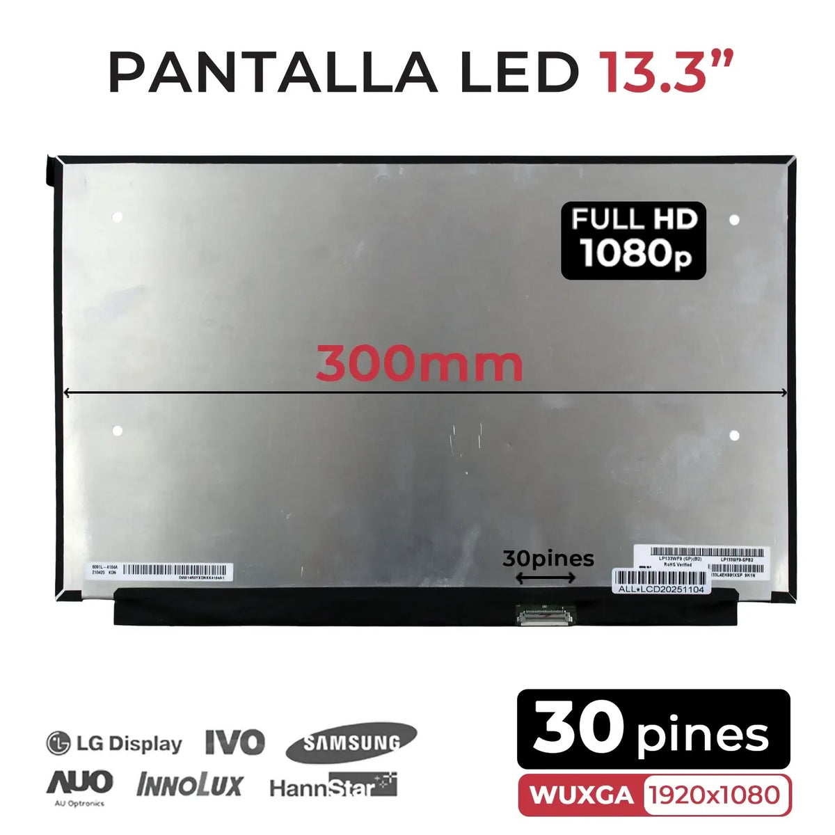 Pantalla Led De 13.3" Para Portátil Lp133Wf9 (Sp)(B4)