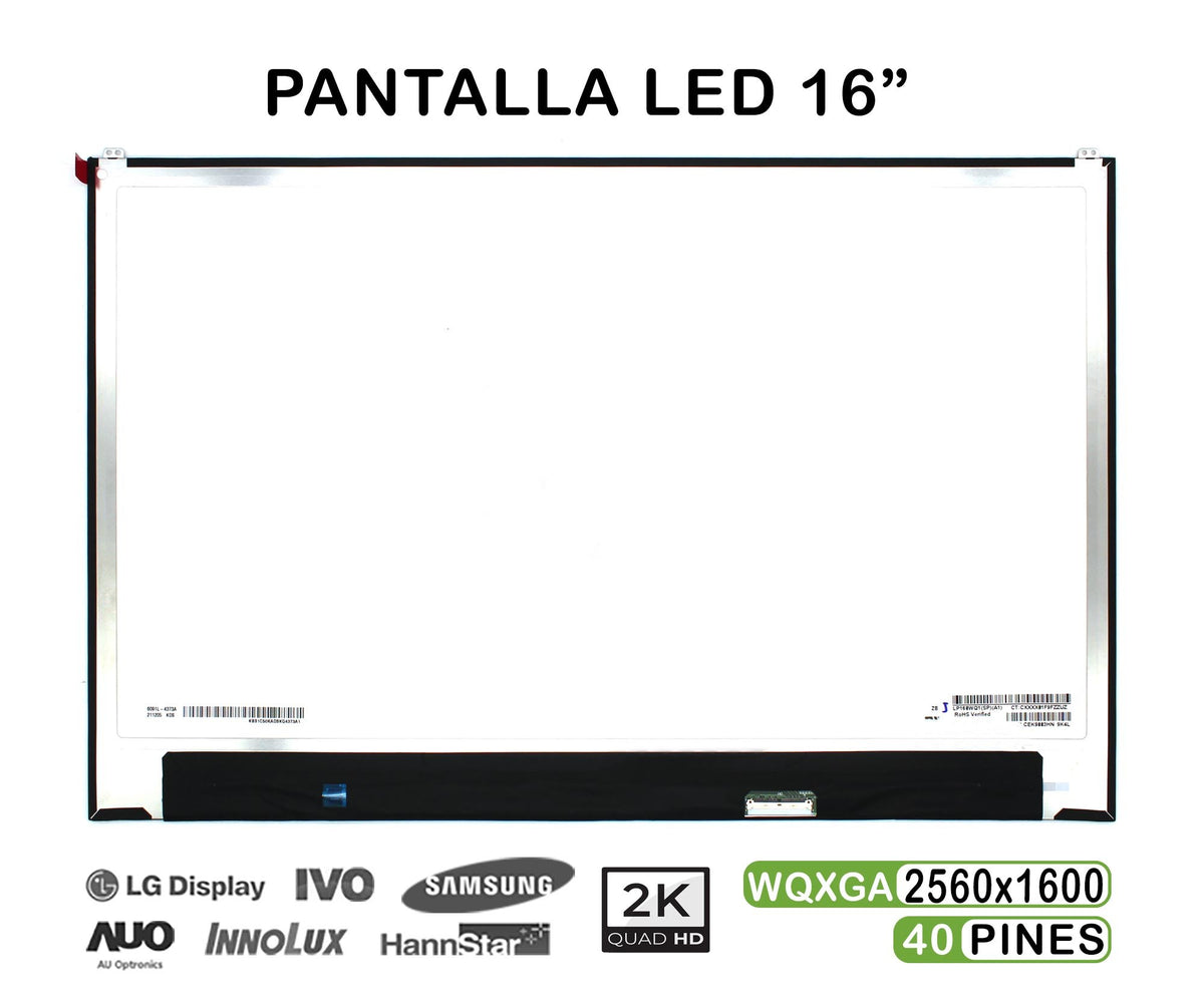 Pantalla Led De 16" Para Portátil Lp160Wq1-Spa1 40 Pines