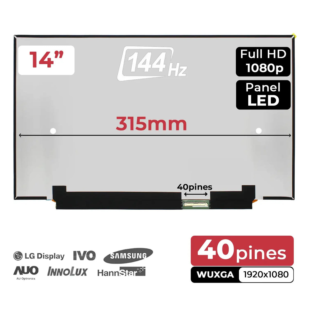Pantalla Led De 14" Para Portátil Lq140M1Jw49 40 Pines