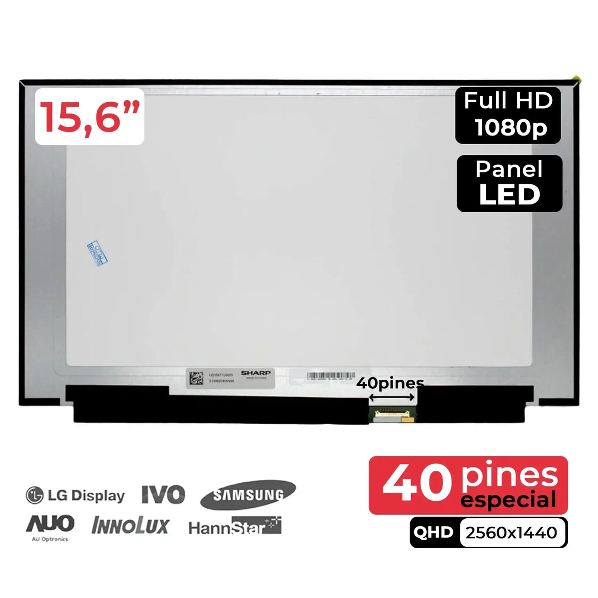 Pantalla Led De 15.6" Para Portátil Lq156T1Jw03
