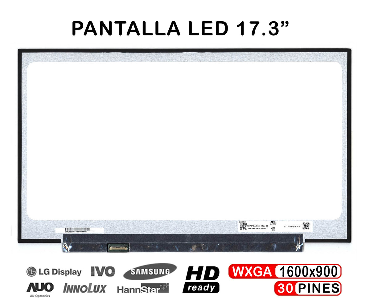 Pantalla Led De 17.3" Para Portátil N173Fga-E34 Rev.C2 N173Fga-E34 Rev.C3